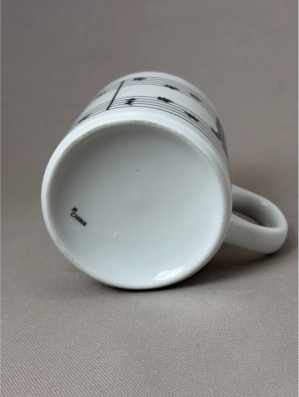 Vintage Black Cat Sheet Music Coffee Mug Treble Clef Paw Prints Ceramic Cup 10oz